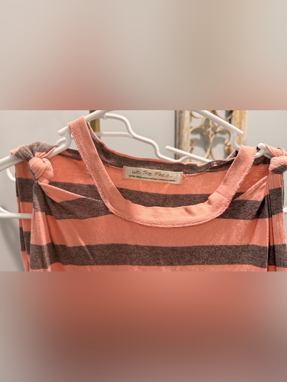 We The Free Peach and Brown Striped Tank - Picture 3 of 4